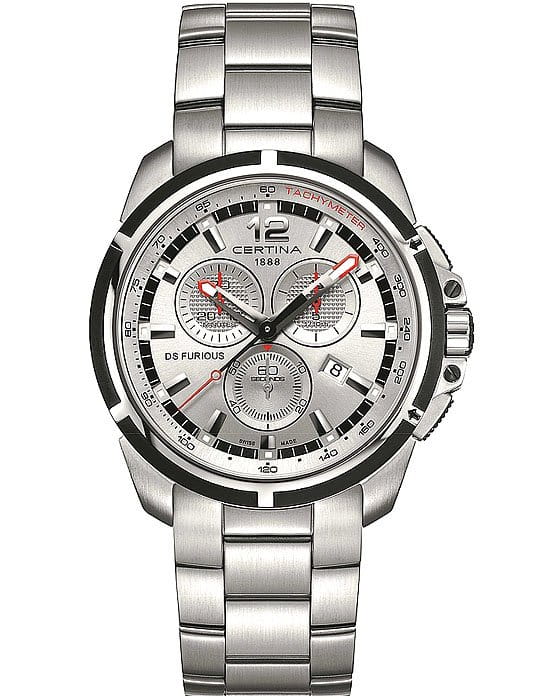 Certina Certina DS Furious C011.417.21.037.00  C0114172103700 кварцевые мужские часы черный циферблат, браслет нержавеющая сталь — вид спереди