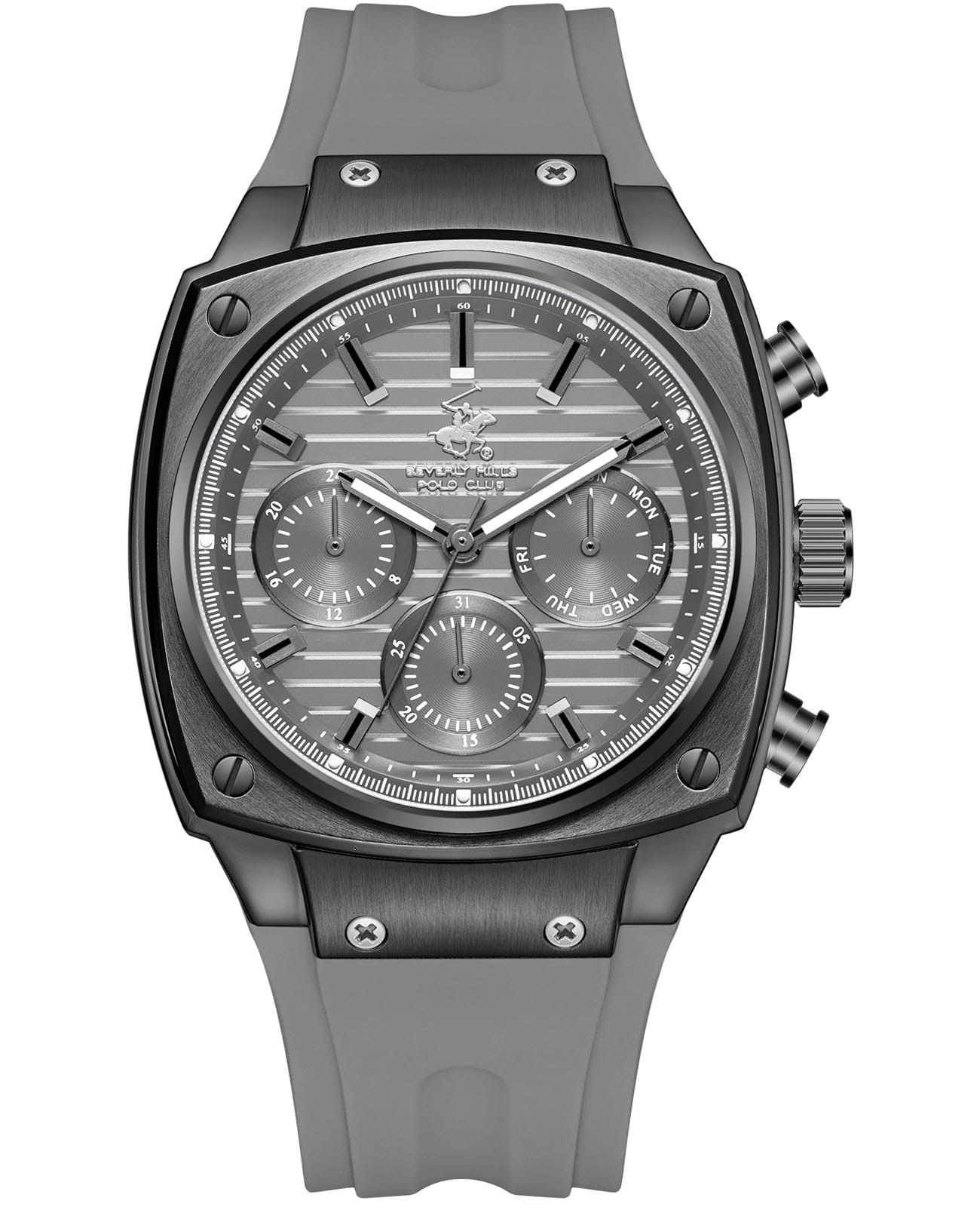 Beverly Hills Polo Club Beverly Hills Polo Club BP3778X.066  BP3778X.066 кварцевые мужские часы серый циферблат, браслет каучук — вид спереди