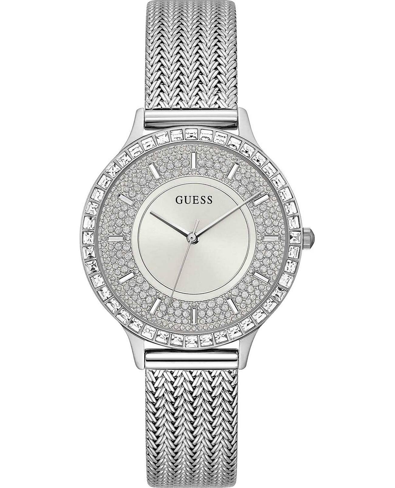 Guess Guess Dress Steel GW0402L1  GW0402L1 кварцевые женские часы серебристый циферблат, браслет нержавеющая сталь — вид спереди