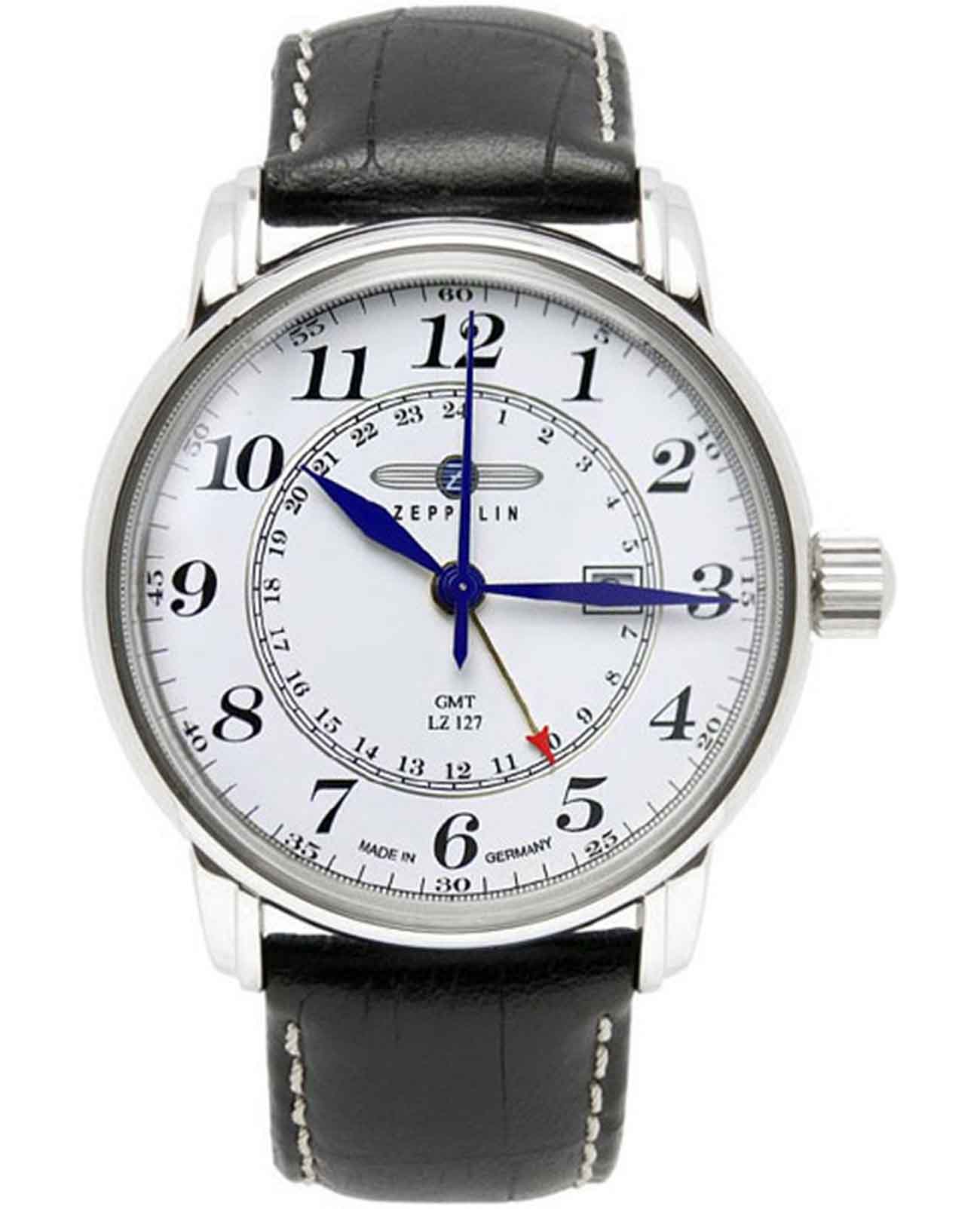 Zeppelin Zeppelin Graf Zeppelin ZEP-76421  76421 кварцевые мужские часы белый циферблат, браслет кожаный — вид спереди