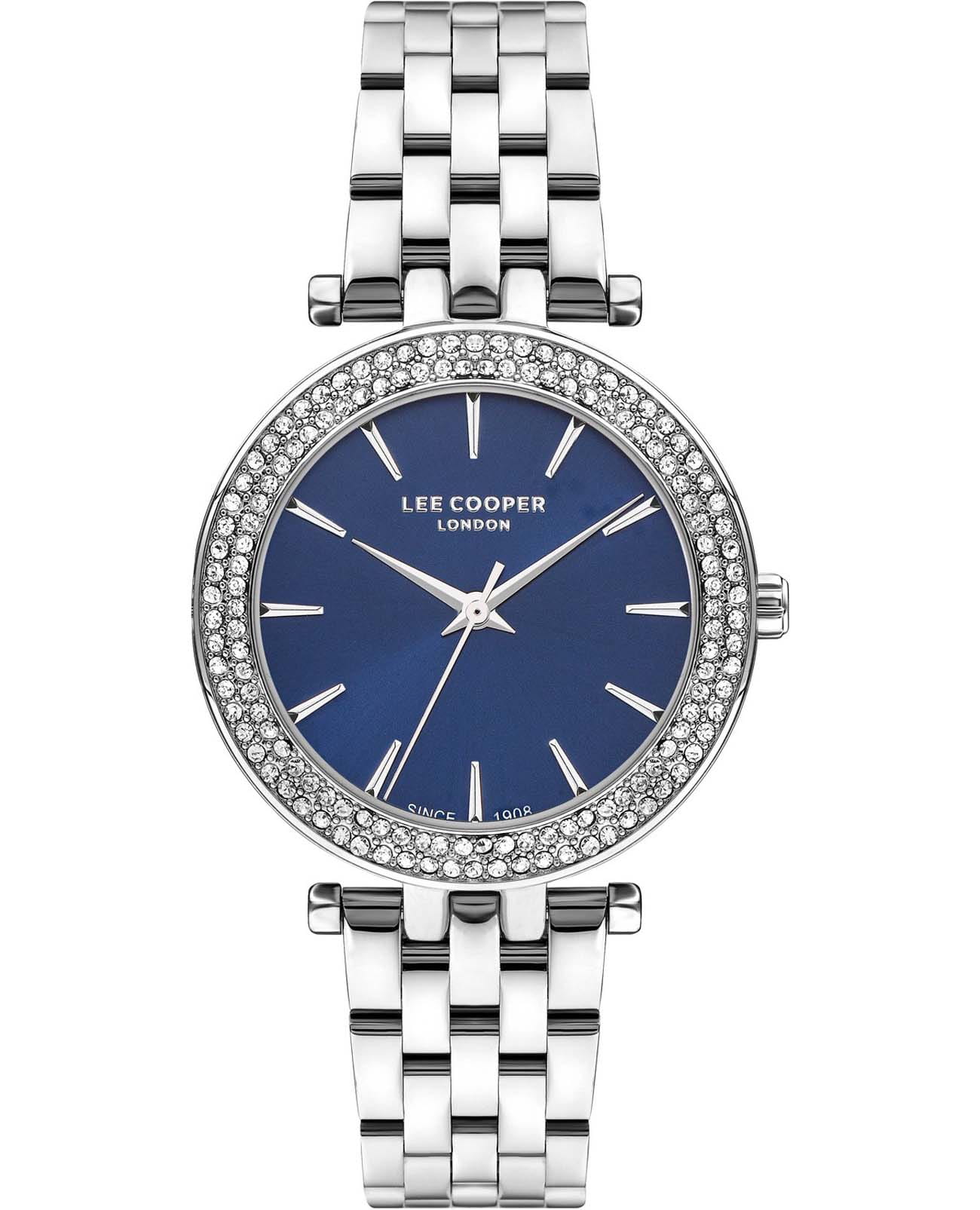 Lee Cooper Lee Cooper LC07864.390  LC07864.390 кварцевые женские часы синий циферблат, браслет нержавеющая сталь — вид спереди