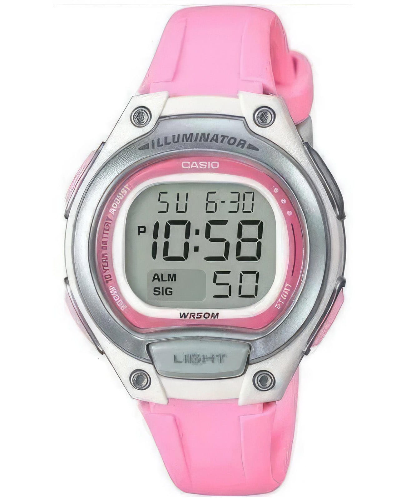 Casio Casio Collection LW-203-4AVDF (LW-203-4A)  LW-203-4A кварцевые женские часы серый циферблат, браслет пластик — вид спереди