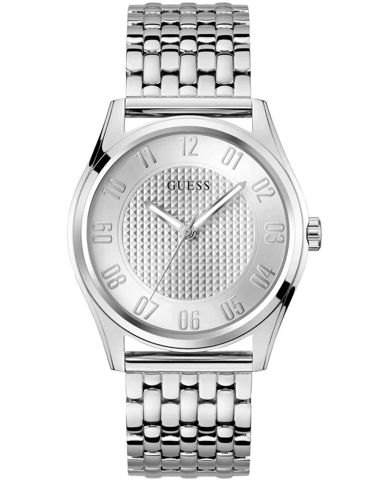 Guess Guess Dress Tate GW0895G1  GW0895G1 кварцевые мужские часы серебристый циферблат, браслет нержавеющая сталь — вид спереди