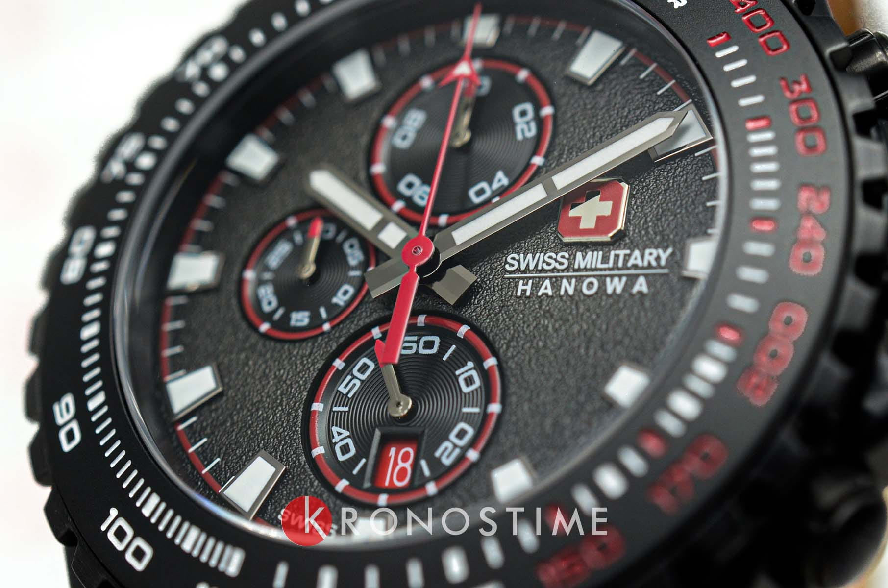 Swiss Military Hanowa Swiss Military Hanowa Stone Marten SMWGC0001832 кварцевые мужские часы часы крупный план черный циферблата