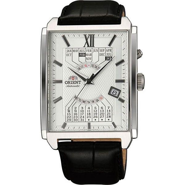 Orient Orient EUAG005W (FEUAG005W)  FEUAG005W механические мужские часы белый циферблат, браслет кожа + текстиль — вид спереди