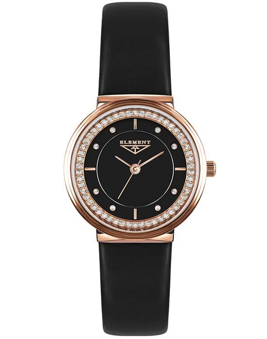 33 Element 33 Element 331422  331422 кварцевые женские часы черный циферблат, браслет кожаный — вид спереди