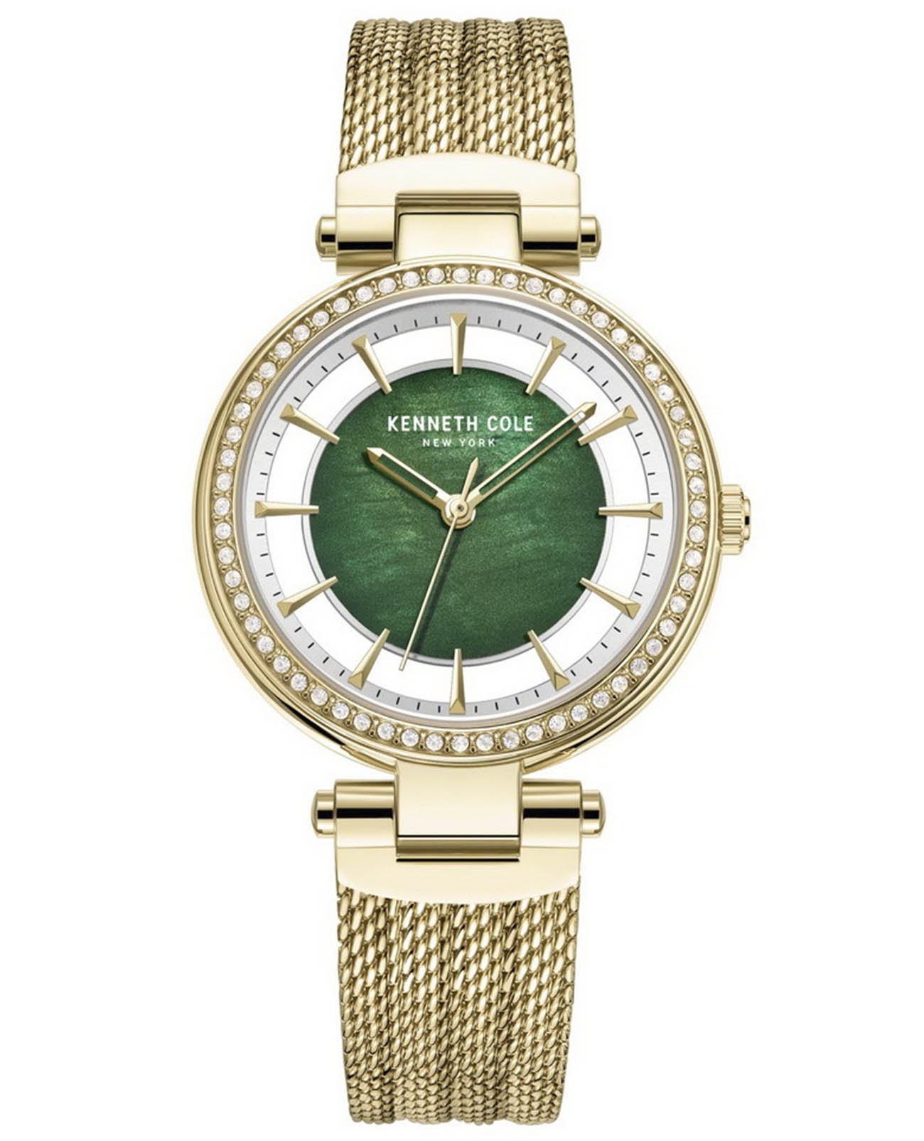 Kenneth Cole Kenneth Cole Transparency KCWLG2223003  KCWLG2223003 кварцевые женские часы зеленый циферблат, браслет нержавеющая сталь с ip-покрытием — вид спереди