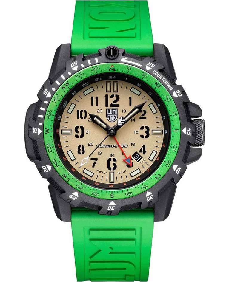 Luminox Luminox Commando Raider XL.3337  XL.3337 кварцевые мужские часы бежевый циферблат, браслет каучук — вид спереди