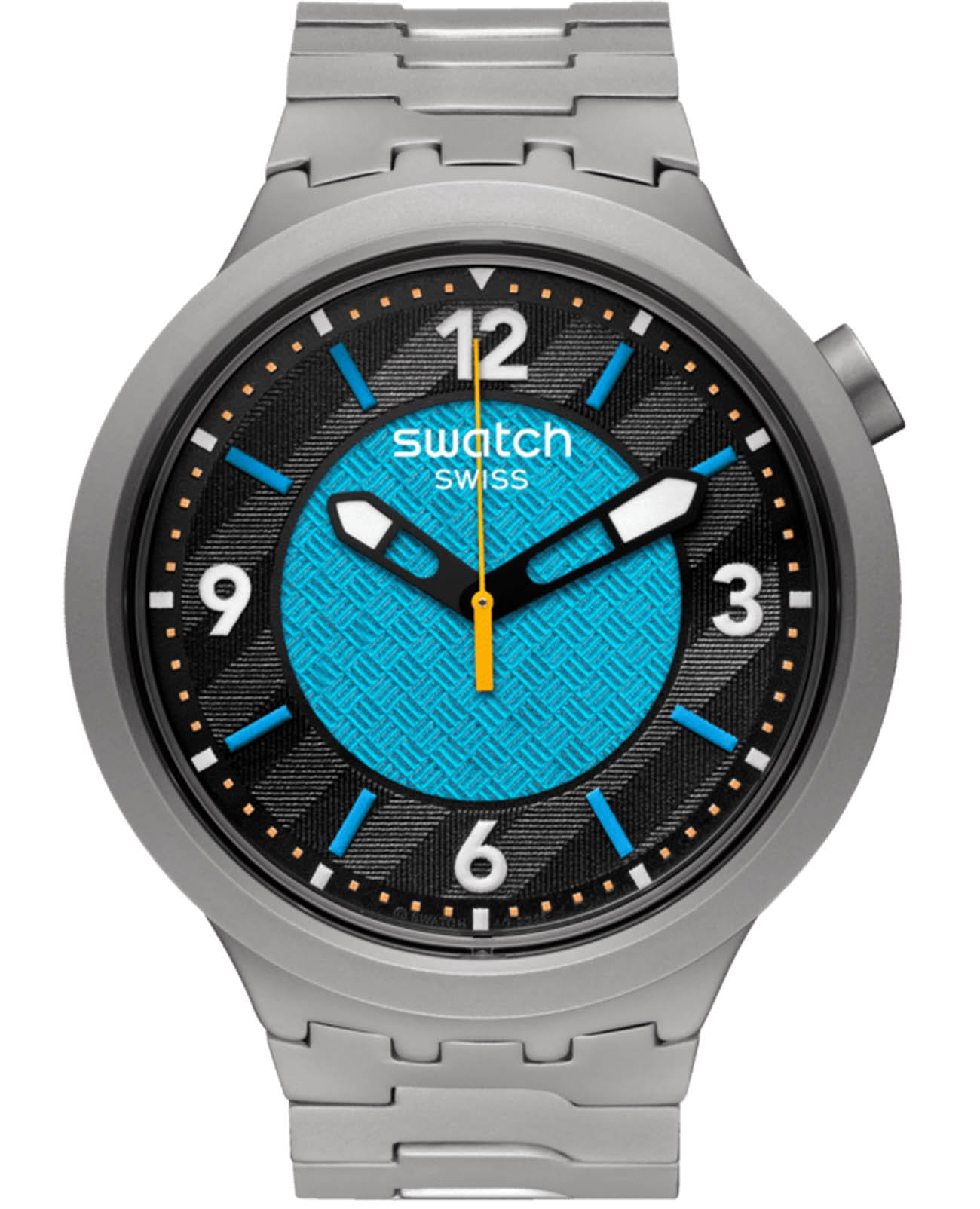 Swatch Swatch Big Bold Irony Standard SB07S116G  SB07S116G кварцевые мужские часы антрацитовый циферблат, браслет нержавеющая сталь — вид спереди