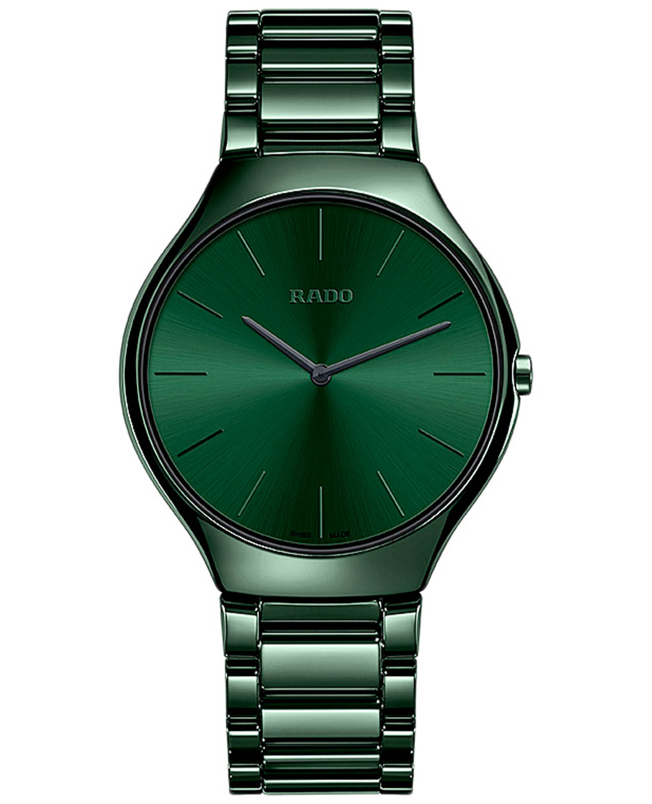 Rado Rado True R27264312  R27264312 кварцевые мужские часы зеленый циферблат, браслет высокотехнологичная керамика — вид спереди