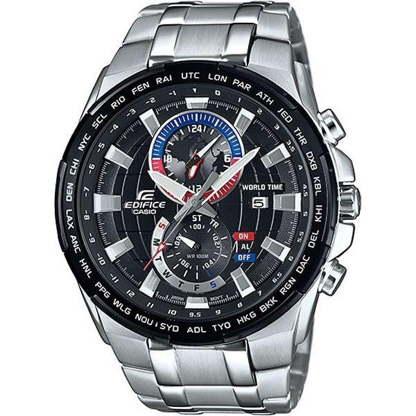 Casio Casio Edifice EFR-550D-1A EFR EFR-550D-1A кварцевые мужские часы черный циферблат, браслет 18-каратное желтое золото — вид спереди