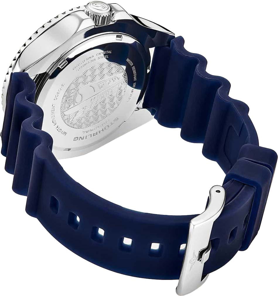 Stuhrling Stuhrling Aquadiver 3950R.2 кварцевые мужские часы часы крупный план синий циферблата