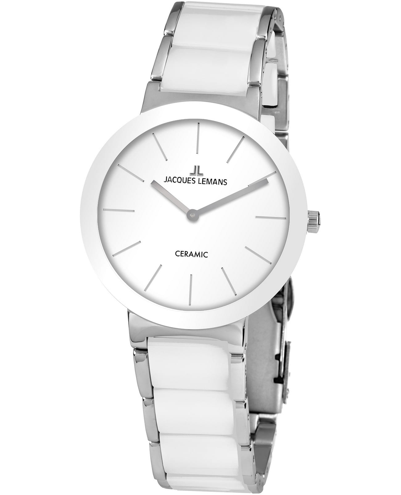 Jacques Lemans Jacques Lemans High Tech Ceramic 42-7B  42-7B кварцевые женские часы белый циферблат, браслет керамика — вид спереди