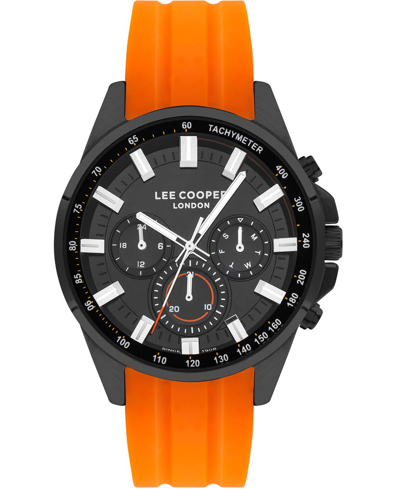 Lee Cooper Lee Cooper LC07635.657  LC07635.657 кварцевые мужские часы черный циферблат, браслет каучук — вид спереди