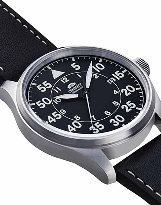 Orient Orient RA-AC0H03B1 (RN-AC0H03B), classic automatic япония мужские часы на браслете кожаный боковой вид