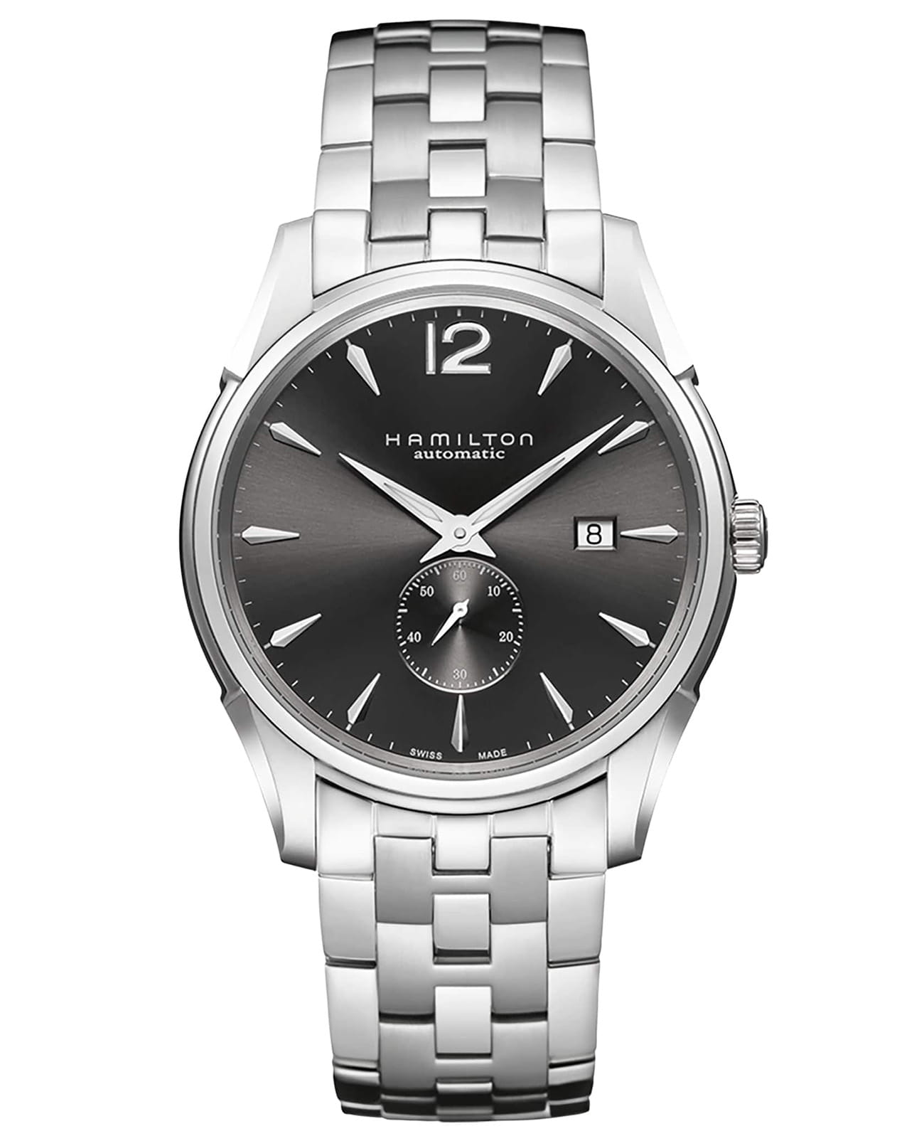 Hamilton Hamilton Jazzmaster Small Second Auto H38655185  H38655185 механические мужские часы белый циферблат, браслет нержавеющая сталь — вид спереди