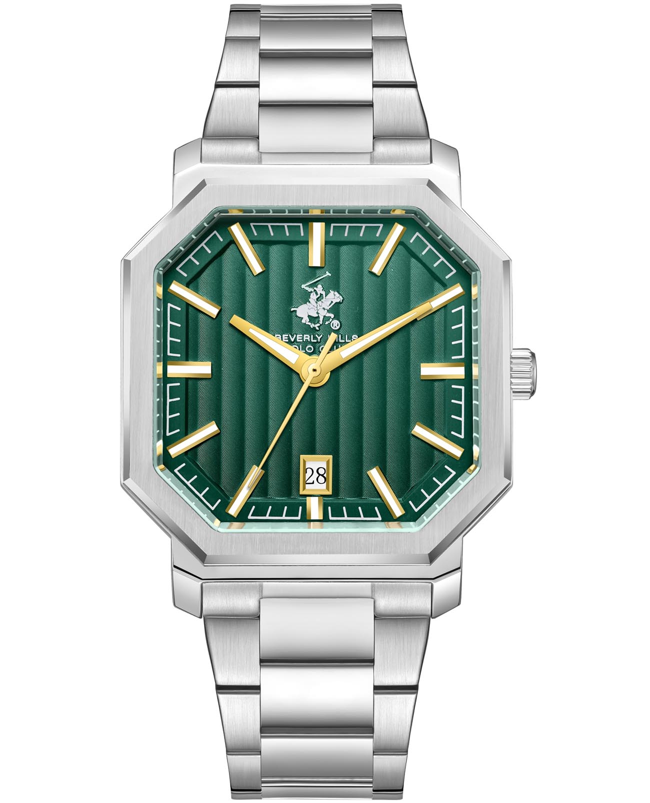Beverly Hills Polo Club Beverly Hills Polo Club BP3793X.370  BP3793X.370 кварцевые мужские часы зеленый циферблат, браслет нержавеющая сталь — вид спереди