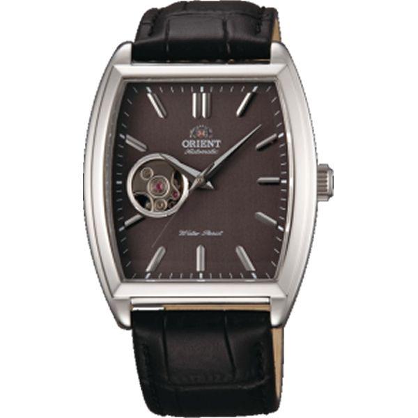 Orient Orient DBAF002K (FDBAF002K)  FDBAF002K механические мужские часы коричневый циферблат, браслет кожа + текстиль — вид спереди