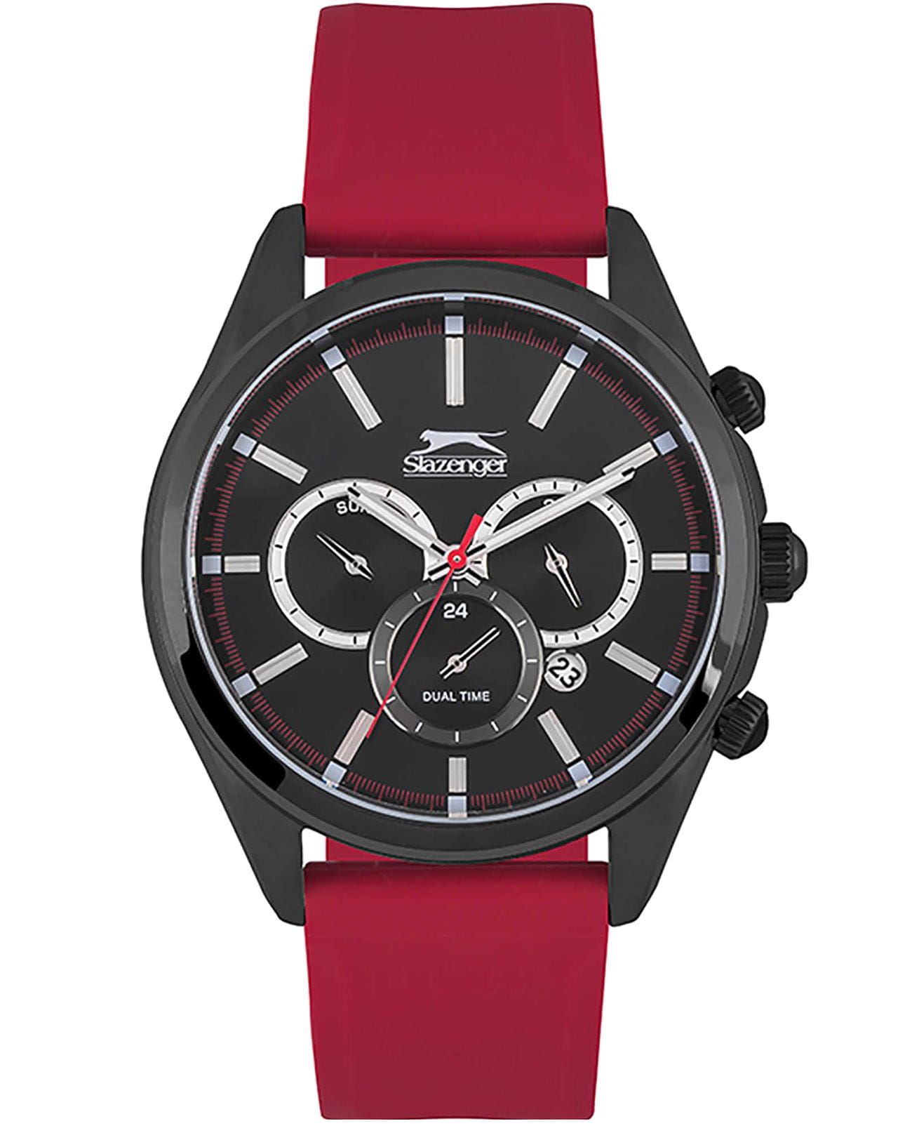 Slazenger Slazenger SL.09.6252.2.02  SL.09.6252.2.02 кварцевые мужские часы черный циферблат, браслет силикон — вид спереди