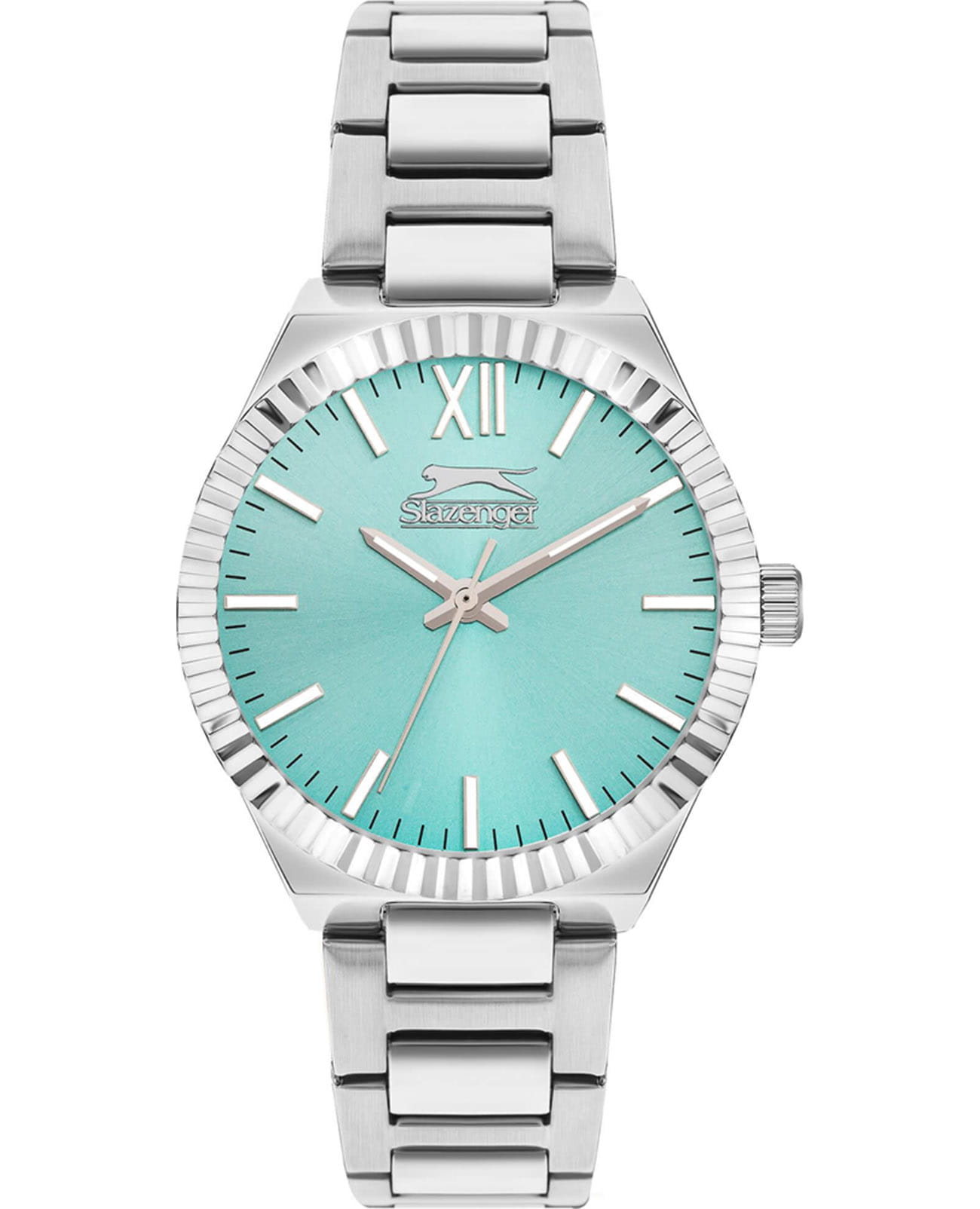 Slazenger Slazenger SL.09.2304.3.03  SL.09.2304.3.03 кварцевые женские часы бирюзовый циферблат, браслет суперметалл — вид спереди