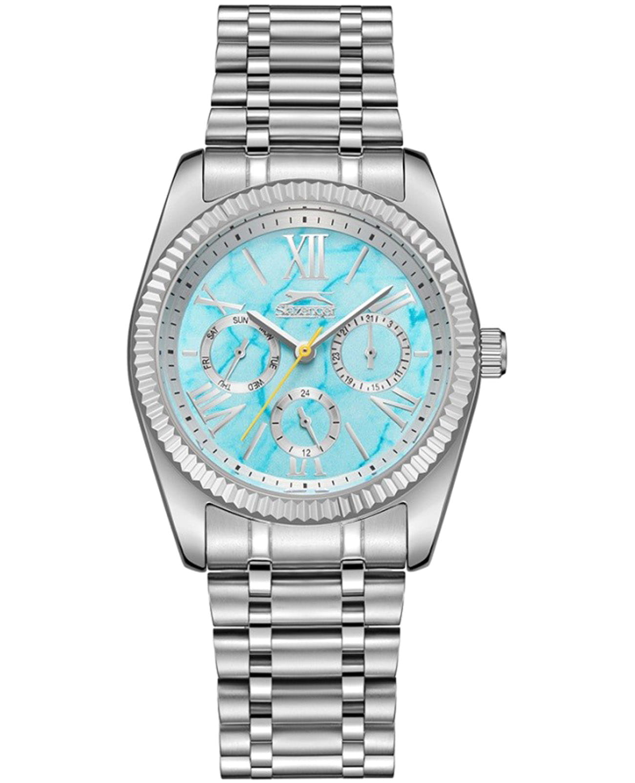 Slazenger Slazenger SL.09.2343.4.01  SL.09.2343.4.01 кварцевые женские часы голубой циферблат, браслет суперметалл — вид спереди