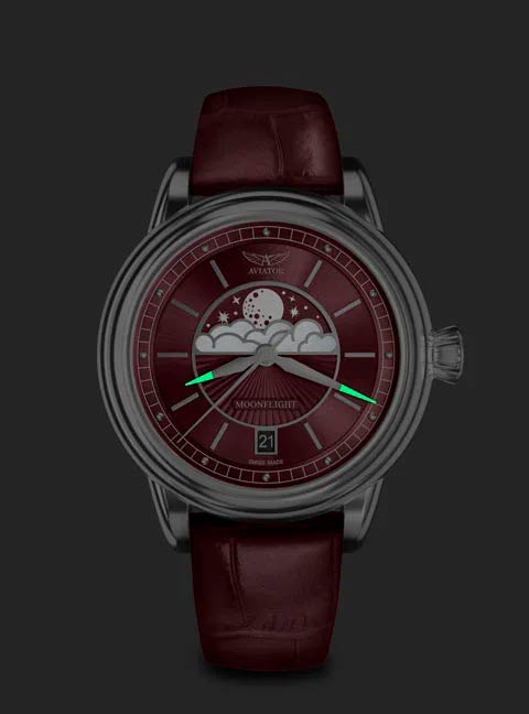 Оригинальные часы Aviator Aviator Douglas MoonFlight V.1.33.0.264.4 кварцевые калибр механизма ronda 708 общий вид