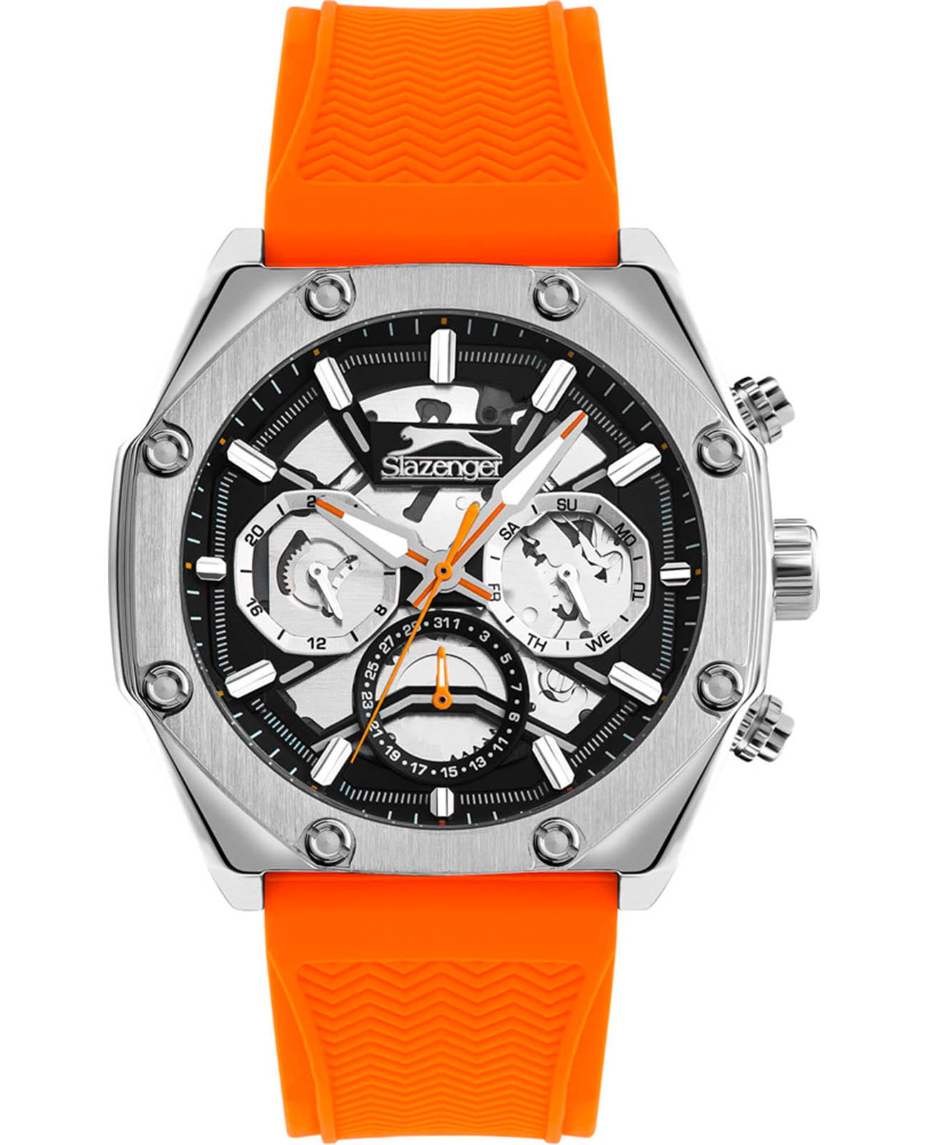 Slazenger Slazenger SL.09.2319.2.07  SL.09.2319.2.07 кварцевые мужские часы черный циферблат, браслет силикон — вид спереди