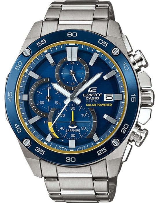 Casio Casio Edifice EFS-S500DB-2A EFS EFS-S500DB-2A автокварц (кинетик) мужские часы синий циферблат, браслет нержавеющая сталь — вид спереди