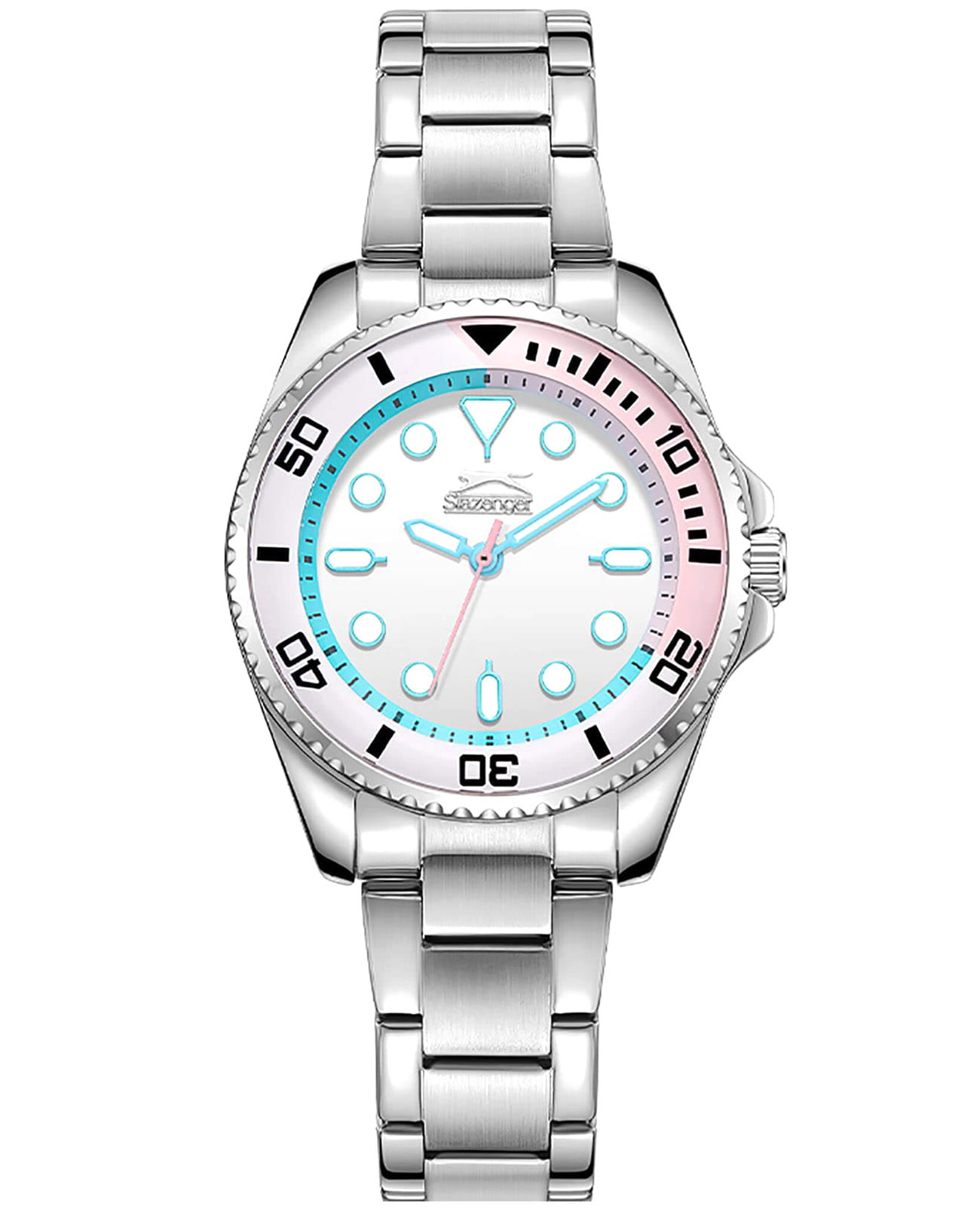 Slazenger Slazenger SL.09.2353.3.07  SL.09.2353.3.07 кварцевые женские часы серебристый циферблат, браслет суперметалл — вид спереди