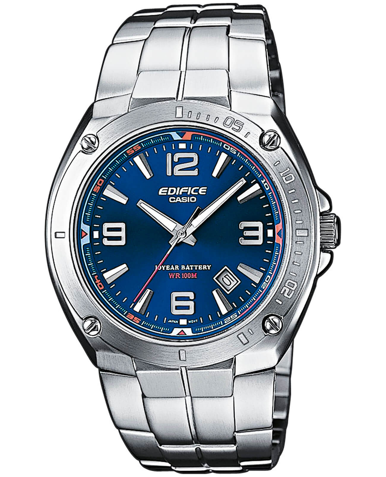 Casio Casio Edifice EF-126D-2A EF EF-126D-2A кварцевые мужские часы синий циферблат, браслет нержавеющая сталь — вид спереди