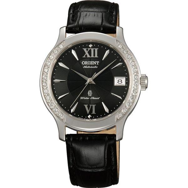 Orient Orient ER2E004B (FER2E004B)  FER2E004B механические женские часы черный циферблат, браслет кожа + текстиль — вид спереди