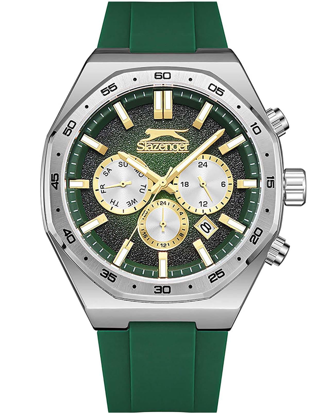 Slazenger Slazenger SL.09.2341.2.05  SL.09.2341.2.05 кварцевые мужские часы желтый циферблат, браслет силикон — вид спереди