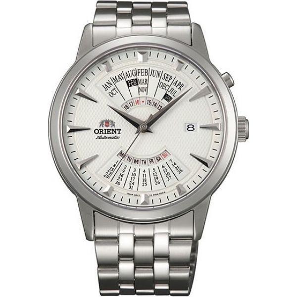 Orient Orient EU0A003W (FEU0A003W)  FEU0A003W механические мужские часы белый циферблат, браслет 18-каратное желтое золото — вид спереди