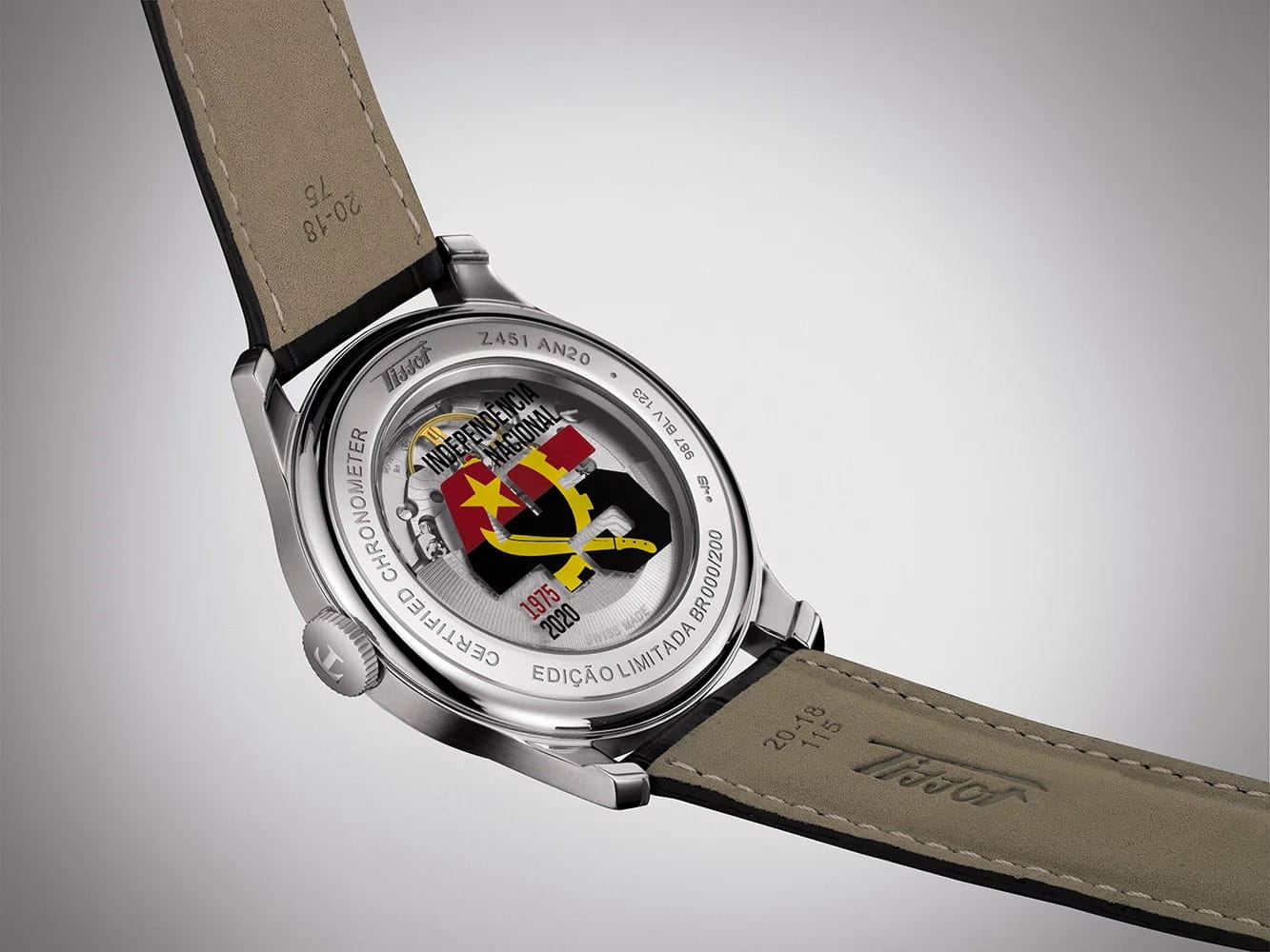 Оригинальные часы Tissot Tissot Heritage Angola 45 Year's Independance Limited Edition T66.1.723.34 механические калибр механизма powermatic 80.111 общий вид