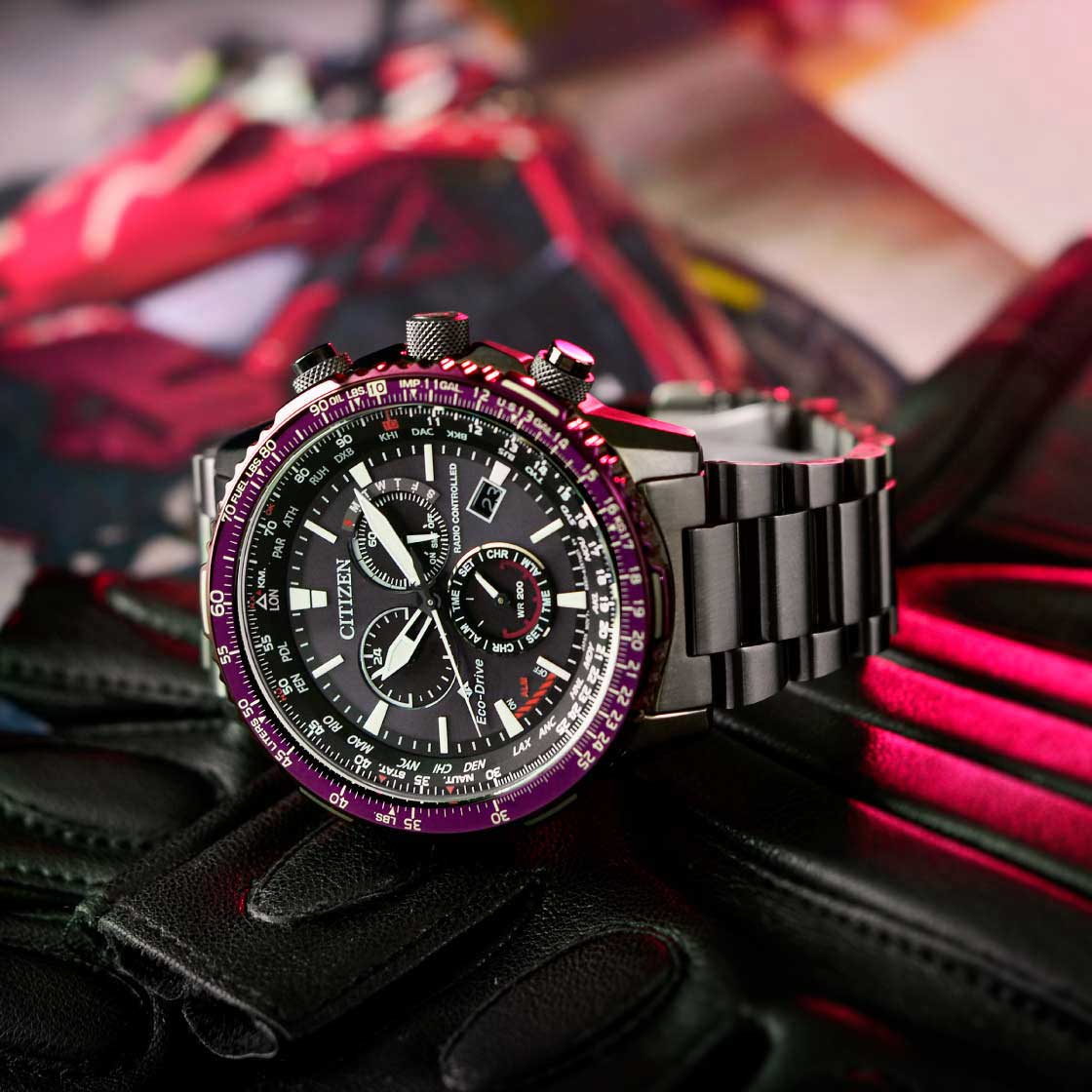 Citizen Citizen Promaster CB5009-55E кварцевые мужские часы часы крупный план черный циферблата