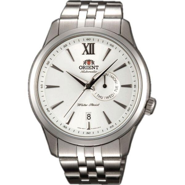 Orient Orient ES00003W (FES00003W)  FES00003W механические мужские часы белый циферблат, браслет  — вид спереди