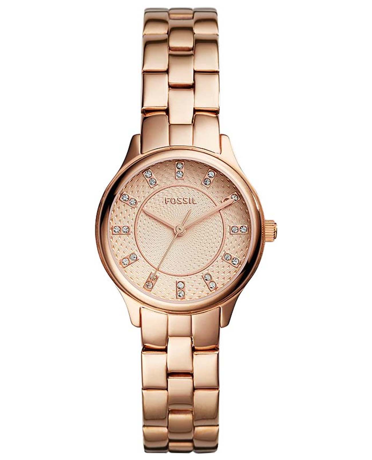 Fossil Fossil Bannon  BQ1571  BQ1571 кварцевые женские часы золотой циферблат, браслет сталь с ip покрытием — вид спереди