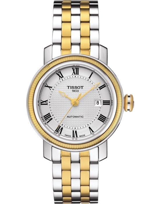 Tissot Tissot Bridgeport Automatic Lady T097.007.22.033.00 Bridgeport T0970072203300 механические женские часы белый циферблат, браслет  — вид спереди