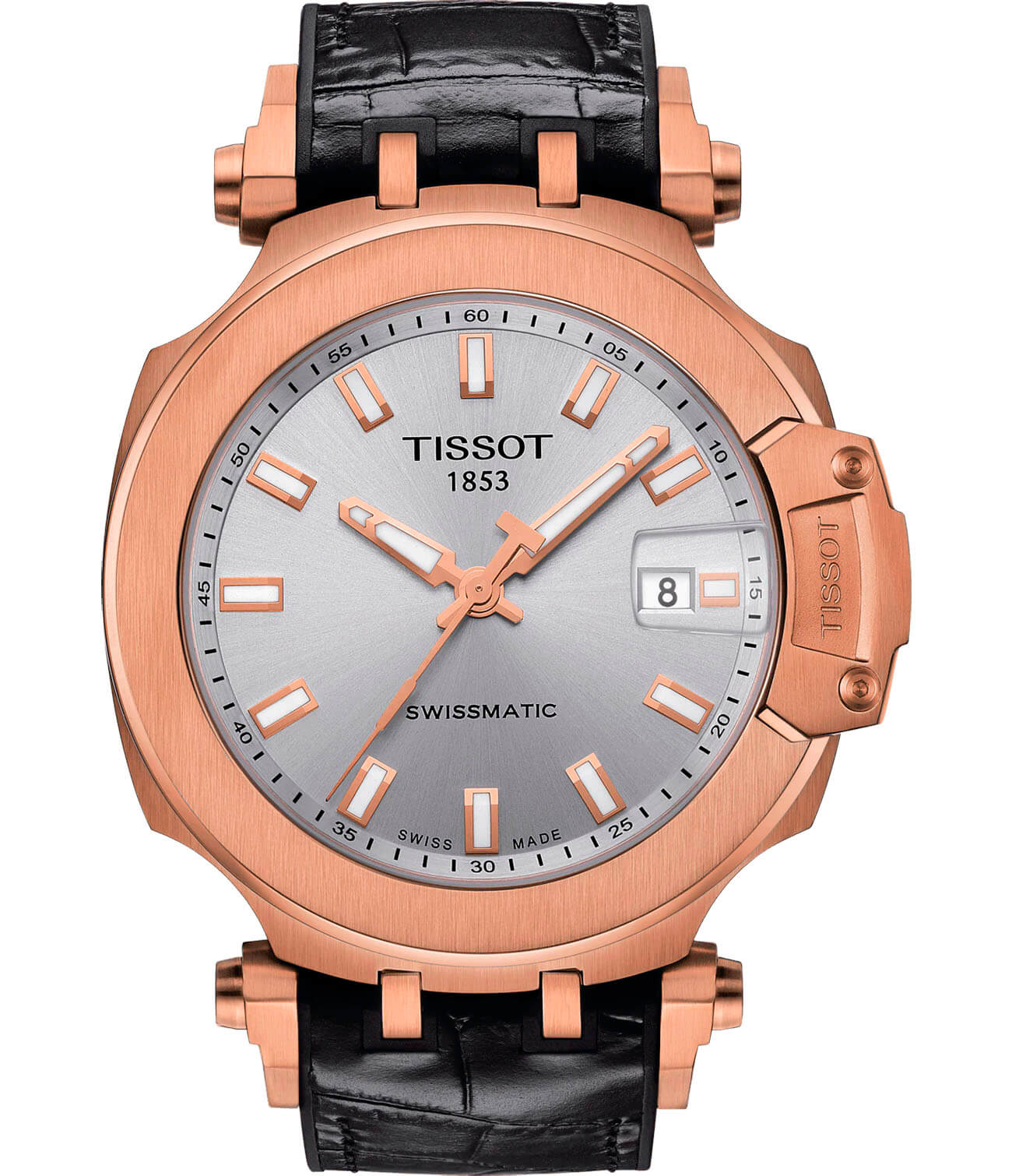 Tissot Tissot T-Race Swissmatic T115.407.37.031.00 T Race T1154073703100 механические мужские часы серебристый циферблат, браслет кожаный — вид спереди