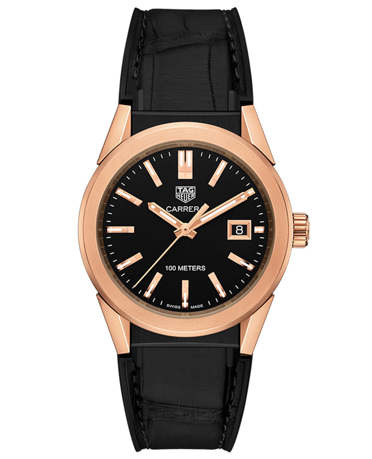 TAG Heuer TAG Heuer Carrera WBG1351.FC6418  WBG1351.FC6418 кварцевые женские часы золотой циферблат, браслет кожаный — вид спереди