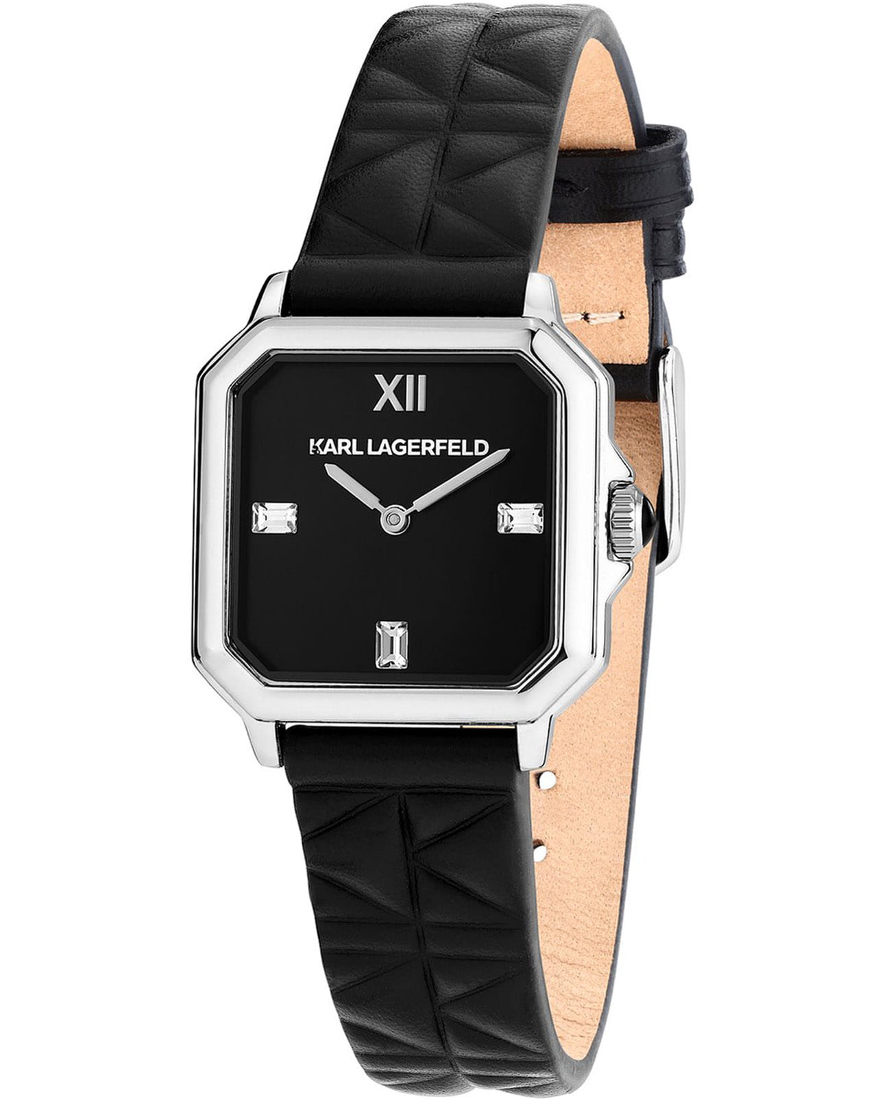 Karl Lagerfeld Karl Lagerfeld Square Classics R0551102502  R0551102502 кварцевые женские часы черный циферблат, браслет кожаный — вид спереди