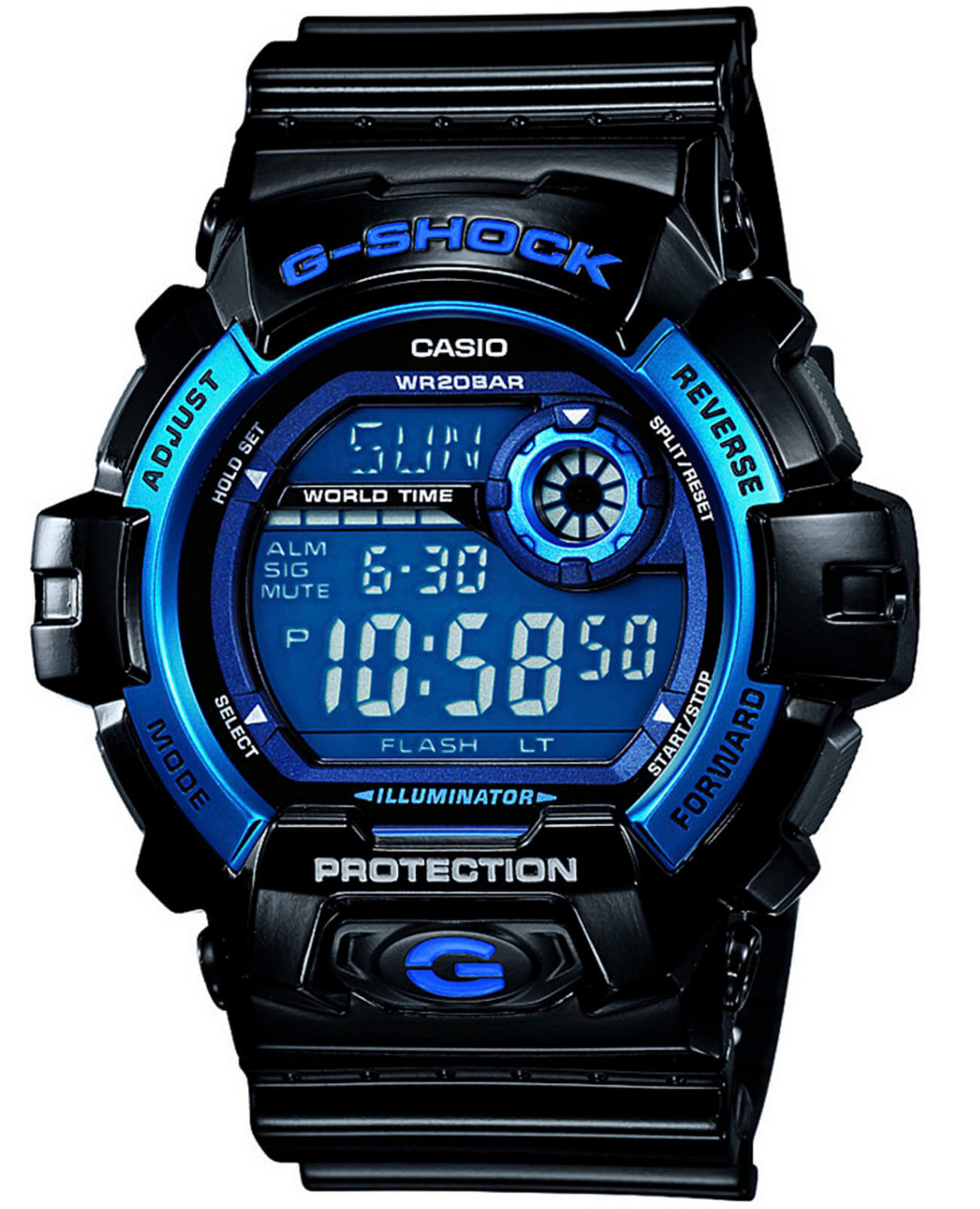 Casio Casio G-Shock G-8900A-1 G G-8900A-1E электронные мужские часы синий циферблат, браслет полимер — вид спереди