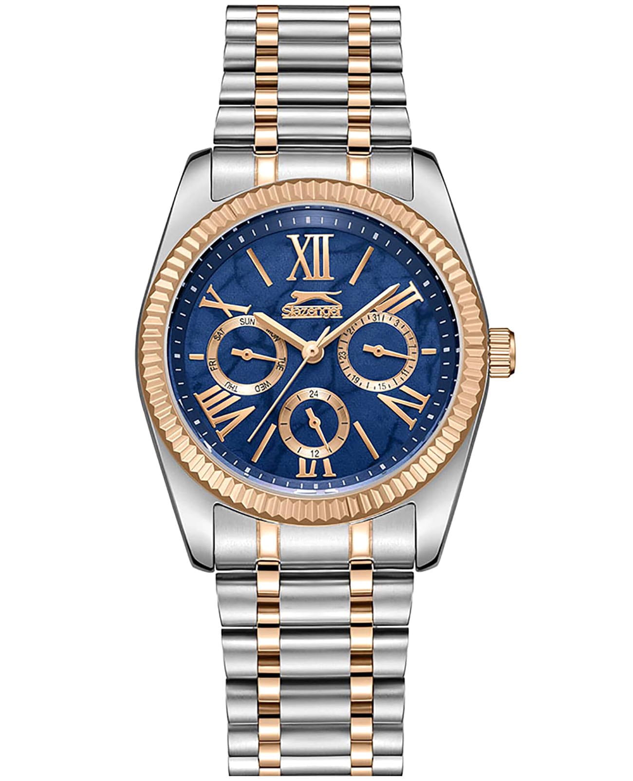 Slazenger Slazenger SL.09.2343.4.05  SL.09.2343.4.05 кварцевые женские часы синий циферблат, браслет суперметалл с ip покрытием — вид спереди