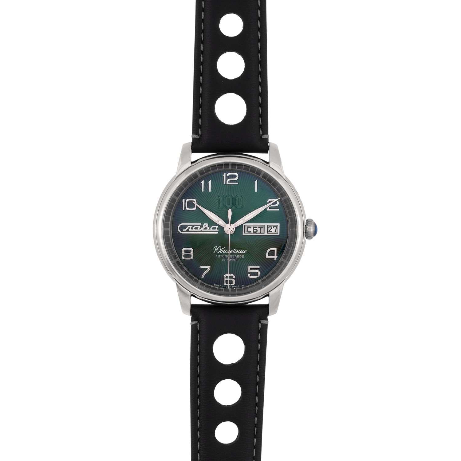 Слава Слава Юбилейные 2600674/300-2427,  россия мужские часы на браслете кожаный боковой вид