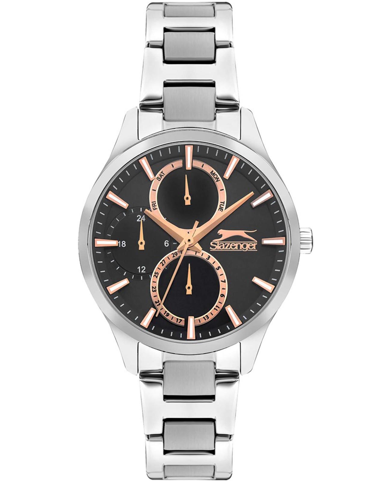 Slazenger Slazenger SL.09.2284.4.02  SL.09.2284.4.02 кварцевые женские часы черный циферблат, браслет суперметалл — вид спереди