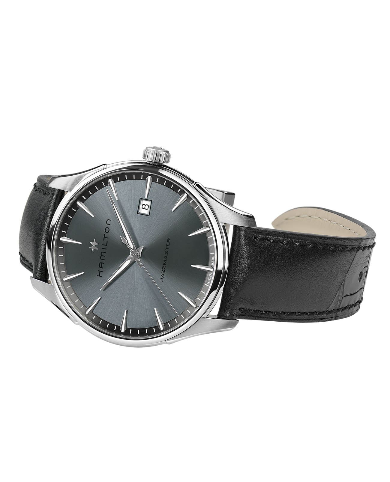 Hamilton Hamilton Jazzmaster Gent Quartz H32451742, jazzmaster швейцария мужские часы на браслете кожаный боковой вид