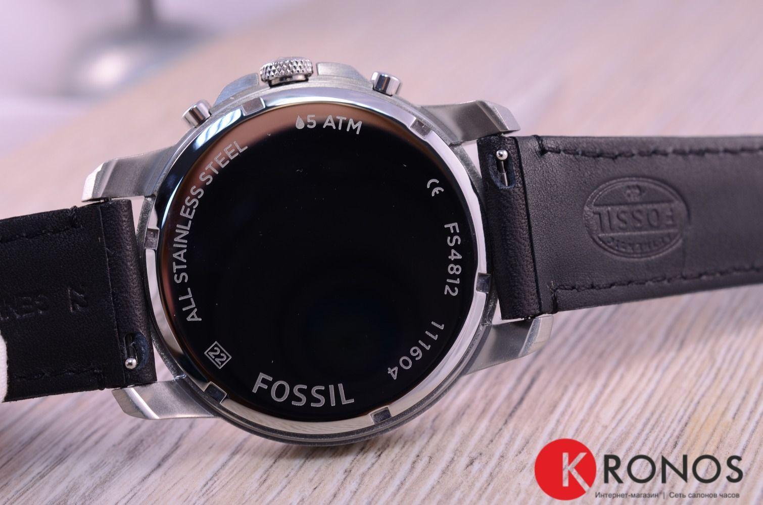 Fossil Fossil Georgia  FS4812,  сша мужские часы на браслете кожа + текстиль боковой вид