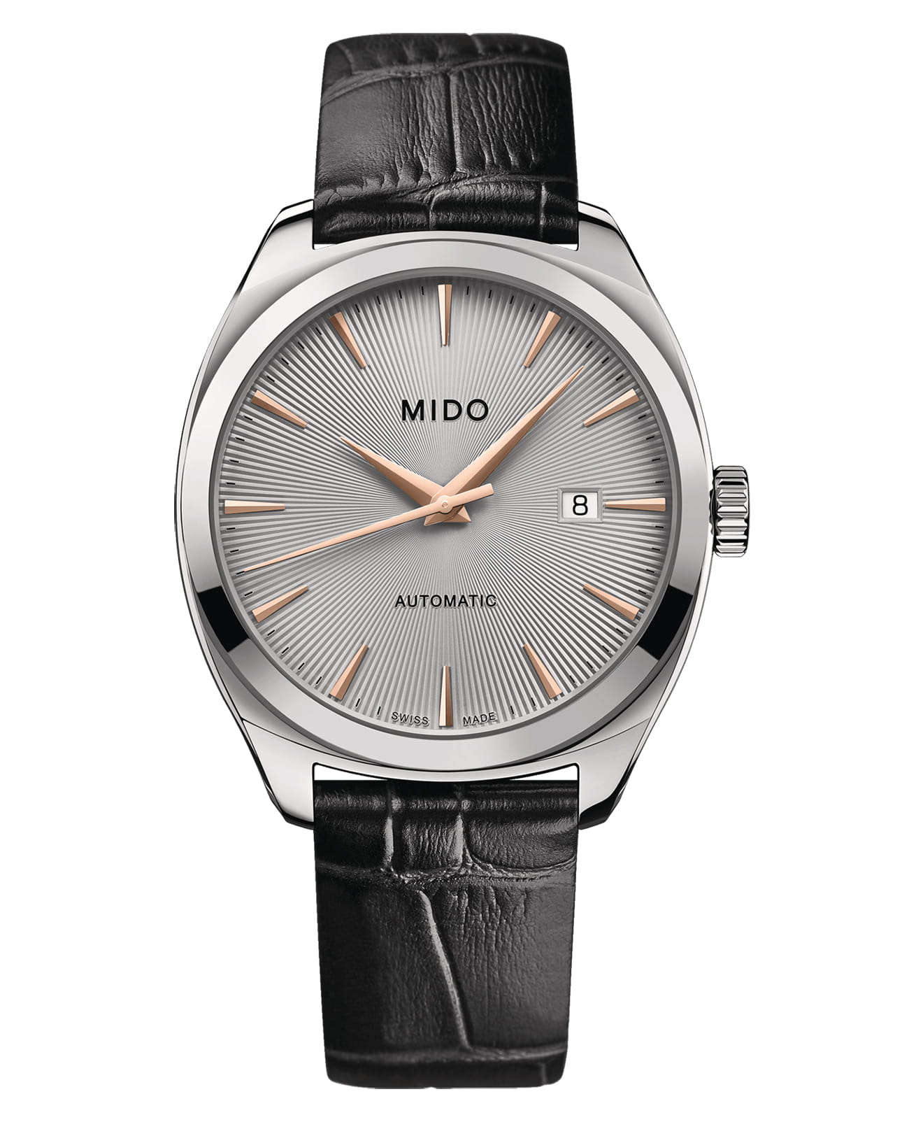 Mido Mido Belluna Royal Gent M024.507.16.071.00  M0245071607100 механические мужские часы синий циферблат, браслет кожаный — вид спереди