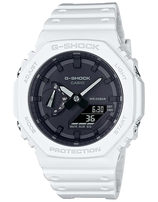 Casio Casio G-Shock GA-2100-7A GA-2100 GA-2100-7A электронные мужские часы черный циферблат, браслет пластик — вид спереди