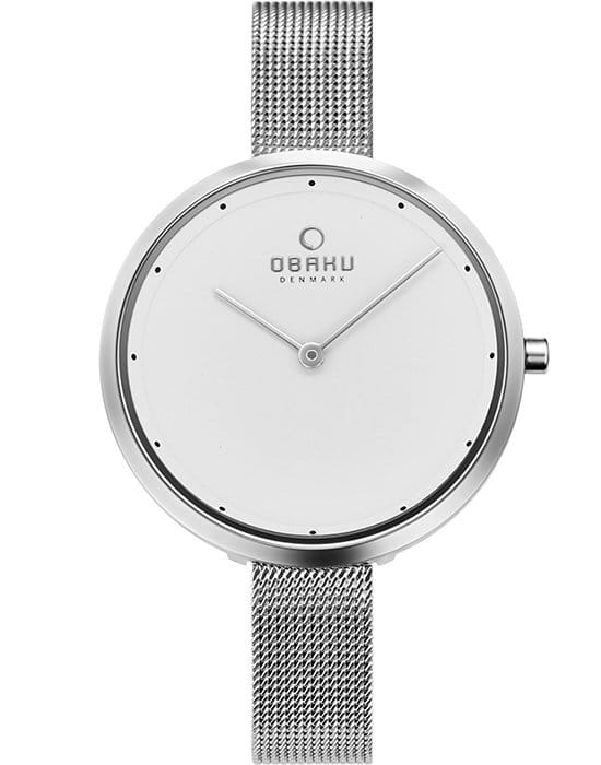 Obaku Obaku Ultra Slim V227LXCIMC  V227LXCIMC кварцевые женские часы белый циферблат, браслет нержавеющая сталь — вид спереди